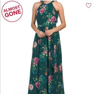 Eliza J Halter Emerald Floral Maxi Dress! NWT! Sz 6